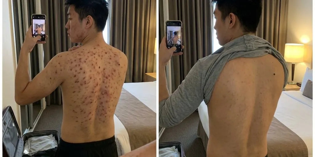 Kevin's back before and after using Biosage patches