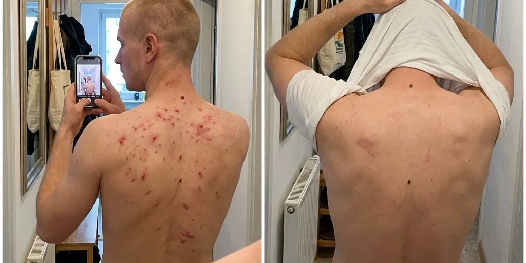 Lukas's back before and after using Biosage patches